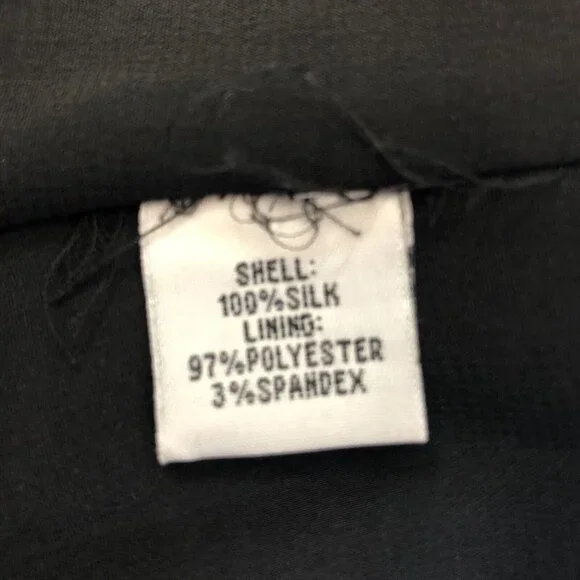 Kenneth Cole Womens Silk Dress Sz 8 Shift Black White Ruffle Sleeveless Modest - Picture 8 of 9